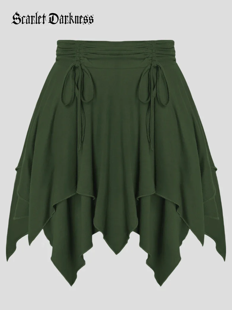 Pirate Hem Pixie Skirt with High Waist Drawstring